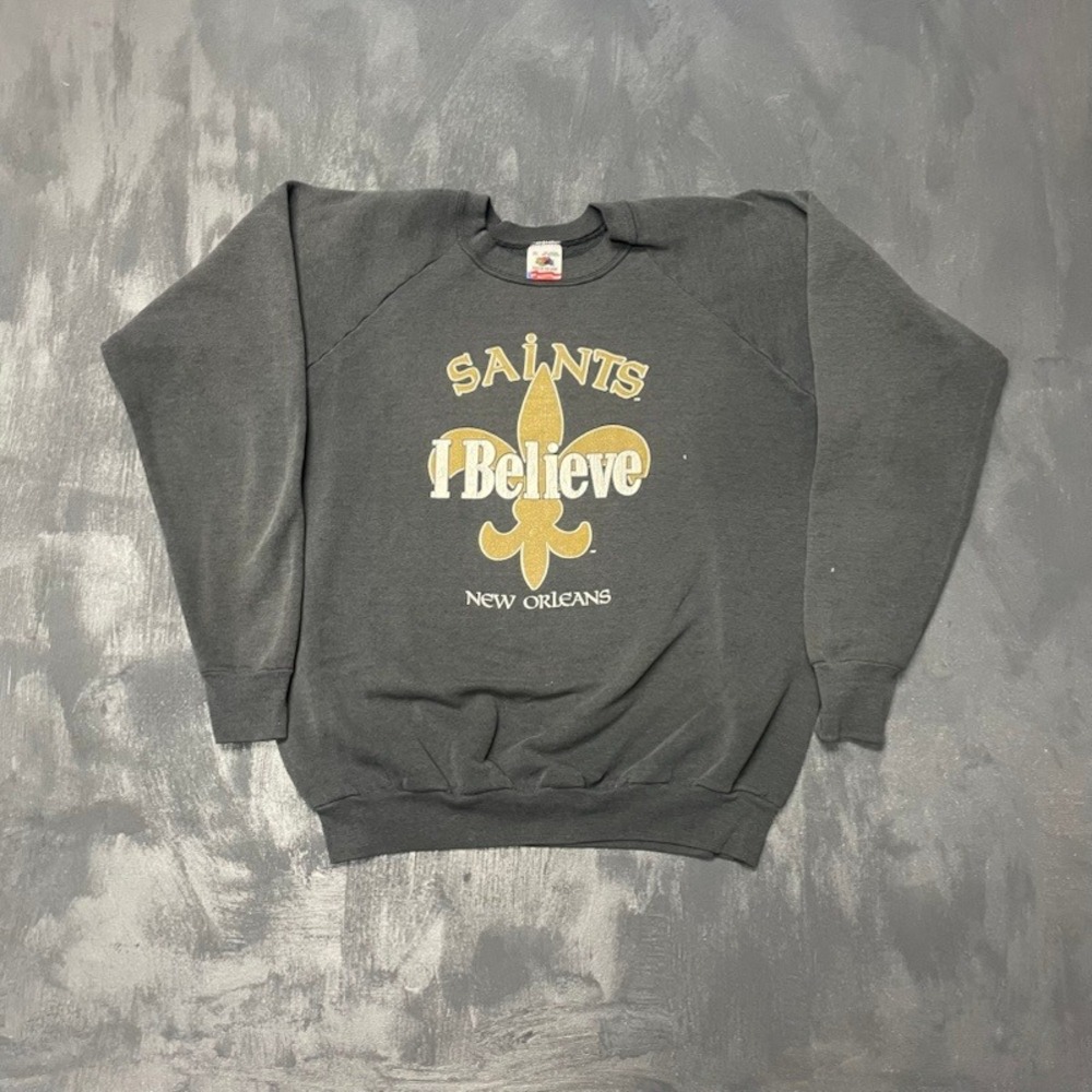 Vintage Saints I Believe Sweatshirt Mens XL Black 1990s New Orleans